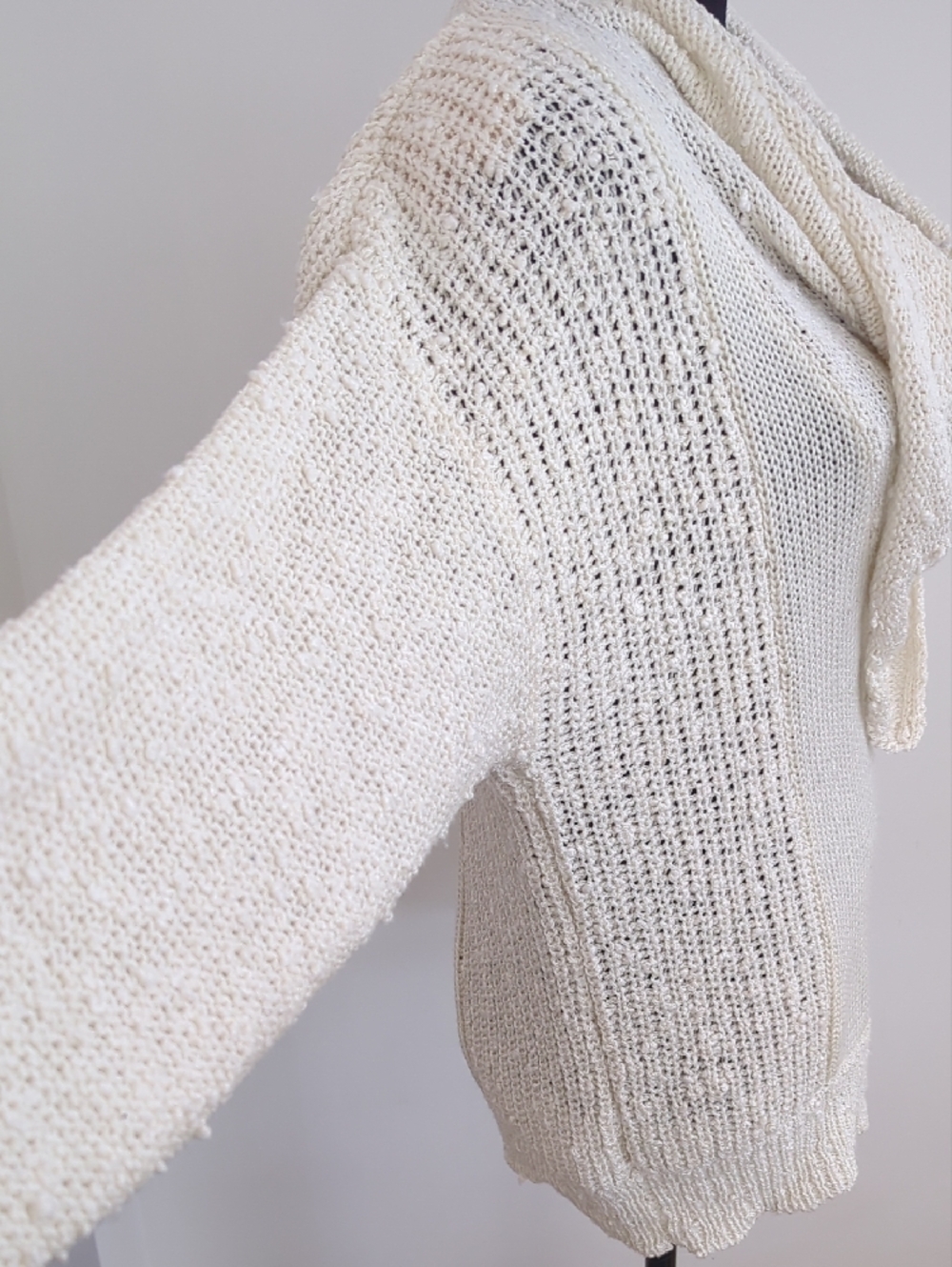 Oversized Vintage Artisanal Cream Cowl Neck Sweater - Picture 11 of 16